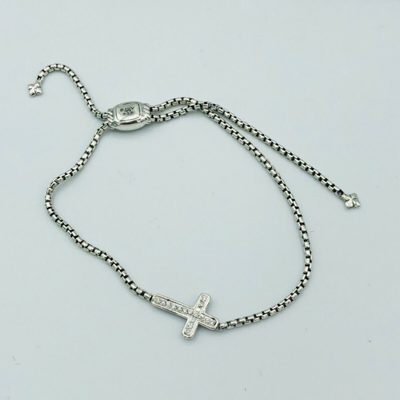 David Yurman Pave Diamond Cross Crucifix Bracelet - Picture 3 of 5